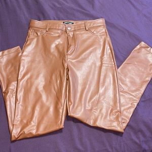 Brown leather pants